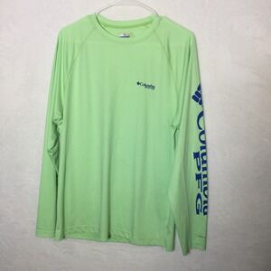 Columbia PFG Mens Long‎ Sleeve Shirt Fishing Tech Tee Green *Read